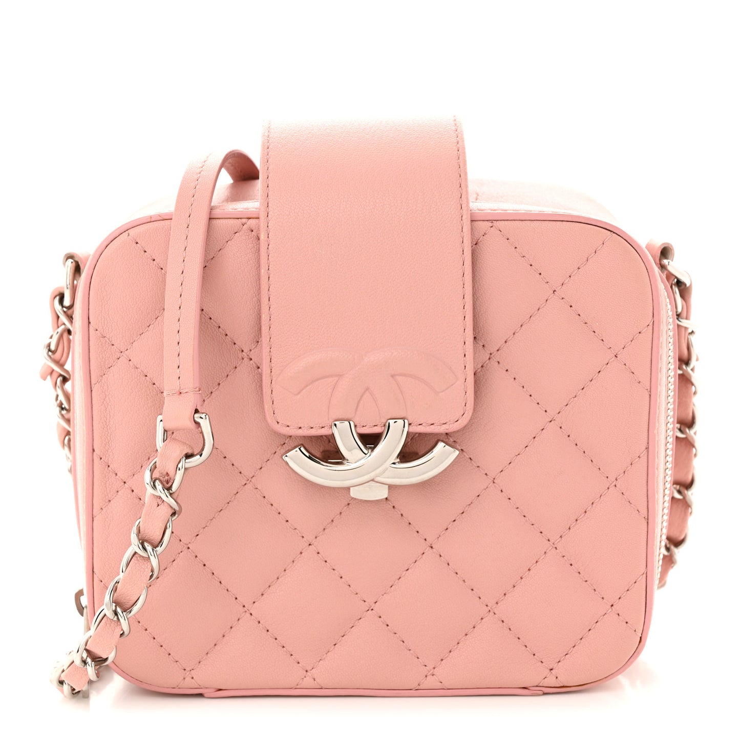 Lambskin Quilted Mini CC Box Camera Bag Pink