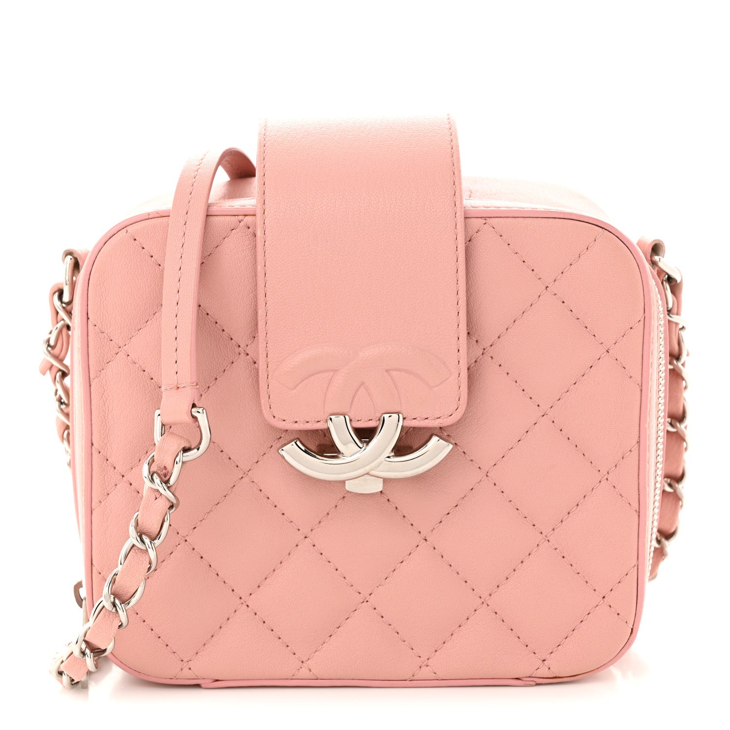 Chanel Lambskin Quilted Mini CC Box Camera Bag Pink 1 of 14
