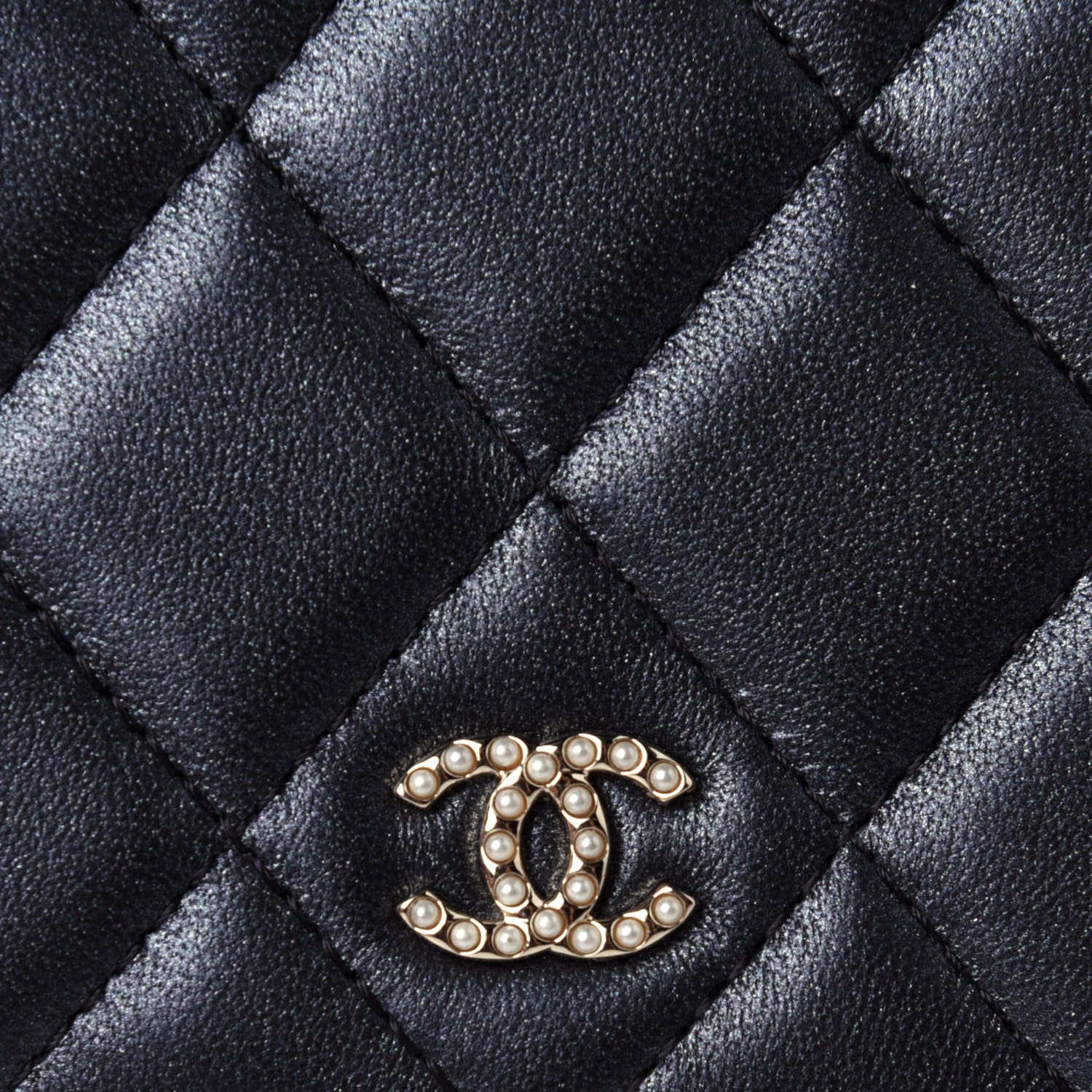 Chanel Iridescent Lambskin Quilted Pearl Wallet On Chain WOC Black 10 of 12