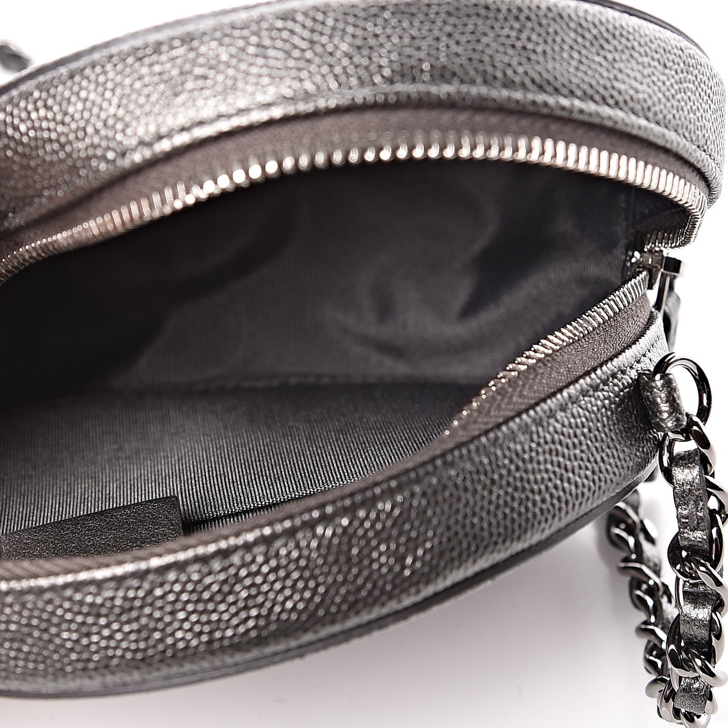 Chanel Metallic Caviar Quilted Round Filigree Crossbody Dark Silver 5 of 11