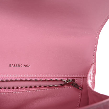 Balenciaga Shiny Calfskin Crocodile Embossed Small Hourglass Top Handle Bag Candy Pink 6 of 11