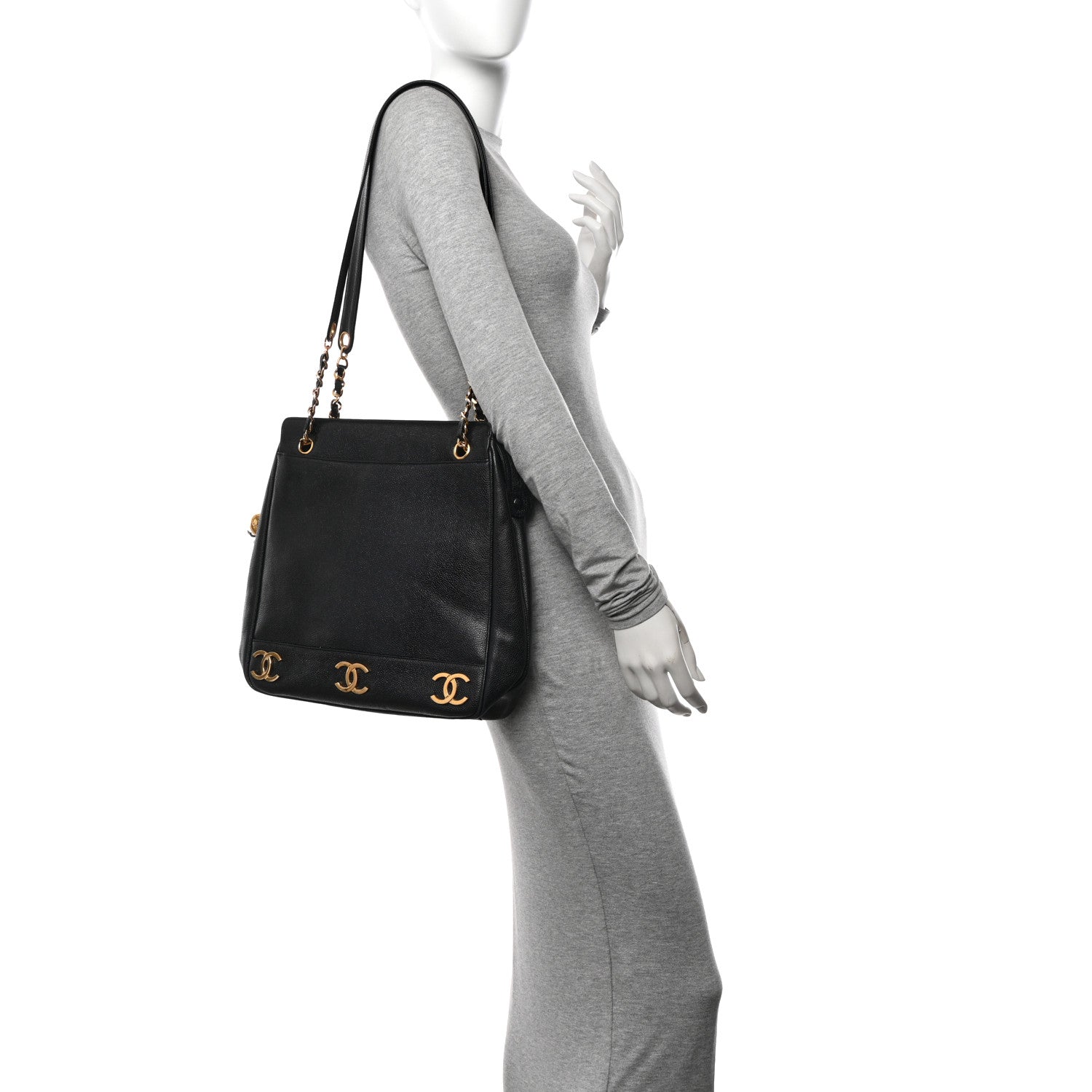 Chanel Caviar Triple CC Shoulder Bag Black 2 of 15