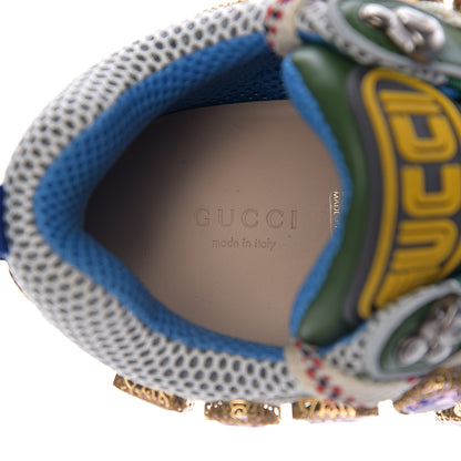 Gucci X SEGA Nylon Calfskin Suede Removable Crystals Flashtrek Sneakers 36.5 New Shamarock Bright Splash Vintage Green 8 of 8