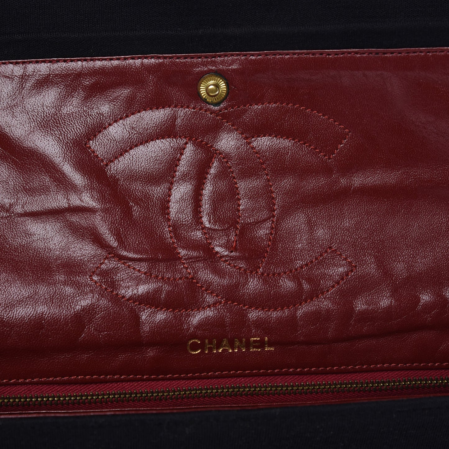 Lambskin Jersey Quilted Medium Double Flap Black