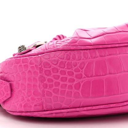 Balenciaga Extra Supple Calfskin Crocodile Embossed XS Le Cagole Shoulder Bag Lipstick Pink 9 of 12