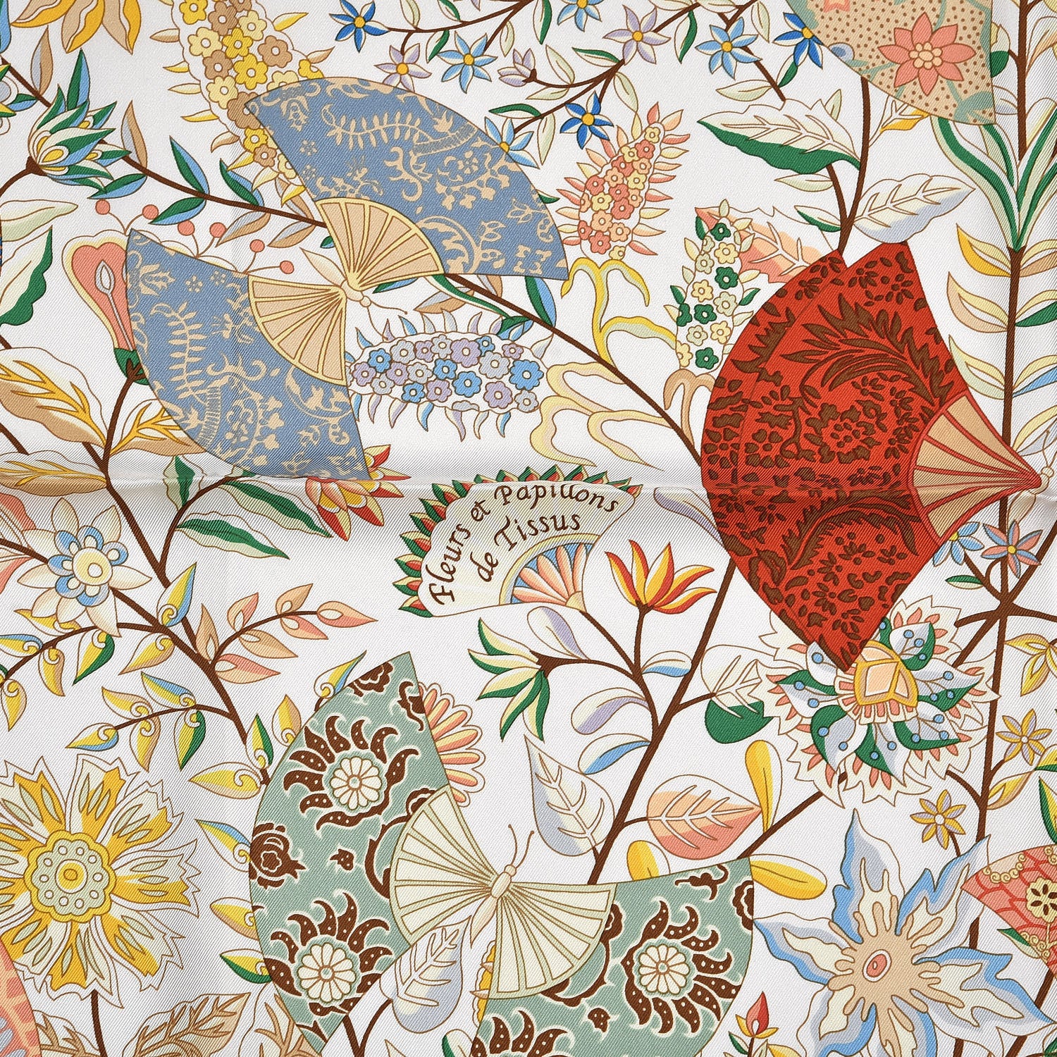 Hermes Silk Fleurs et Papillons de Tissus Scarf 90 6 of 6
