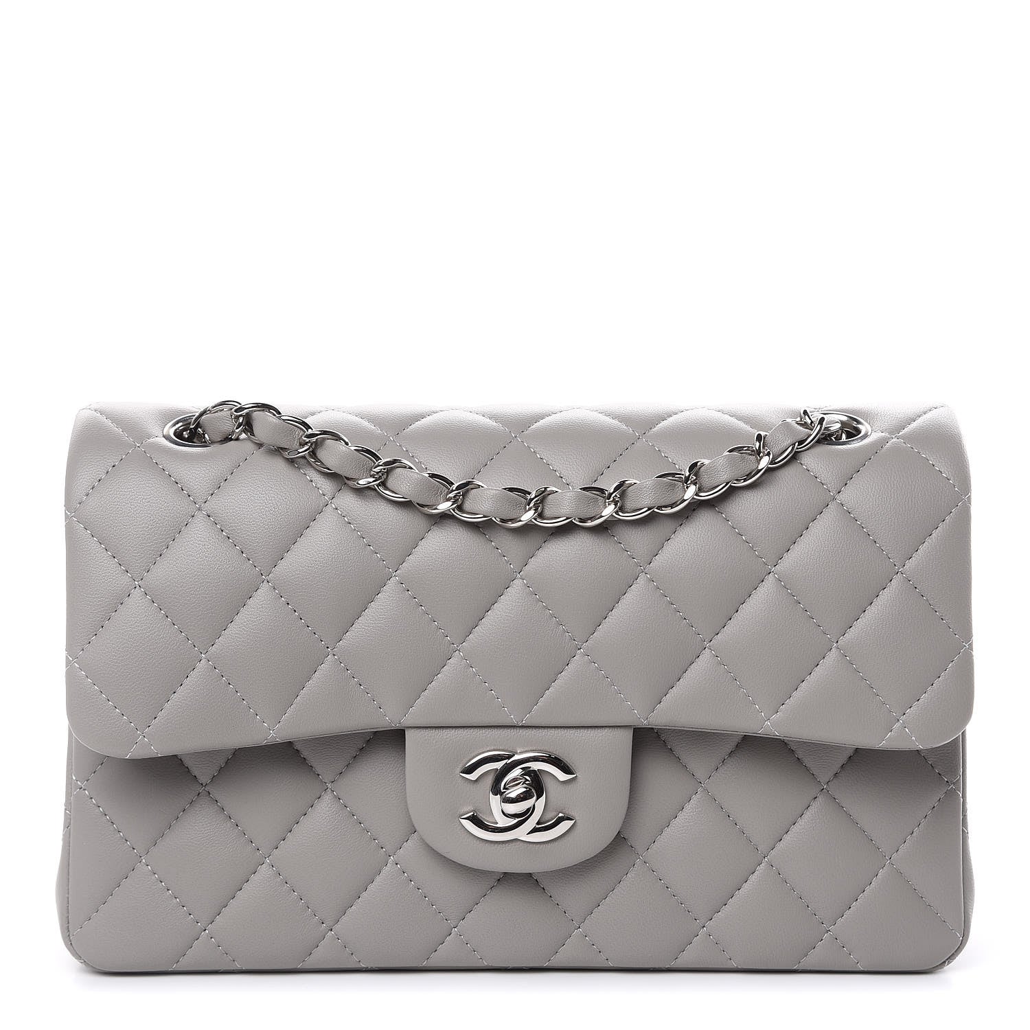 Chanel Lambskin Quilted Small Double Flap Grey 1 of 12