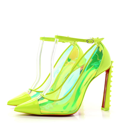 Christian Louboutin Disco PVC Hologram Debout Condorapik 100 Pumps 35 Fluo Yellow 3 of 9