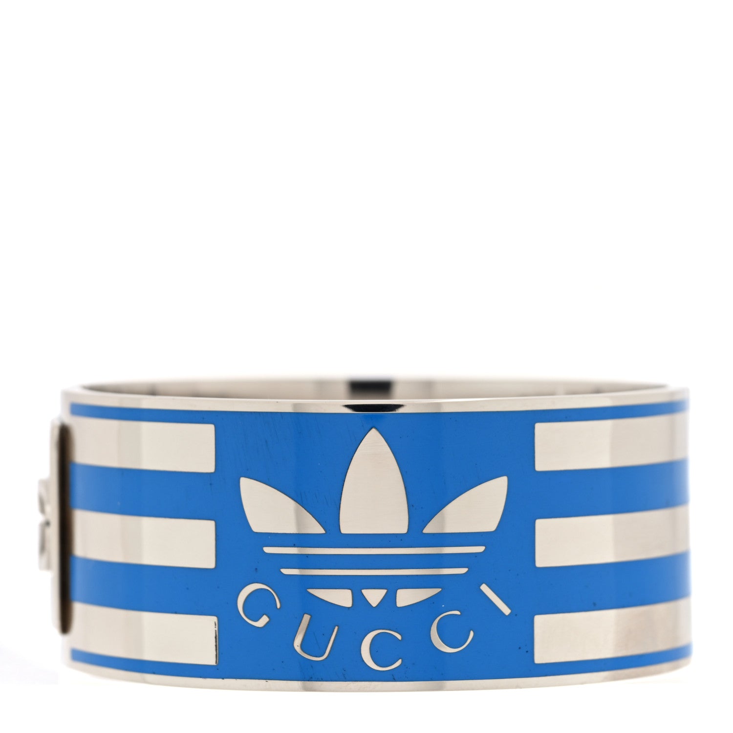 Gucci X ADIDAS Metal Enamel Cuff Bracelet S Silver Blue 1 of 4