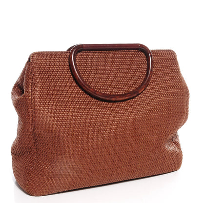 Chanel Woven Straw Raffia Wooden Handle Bag Brown 3 of 8