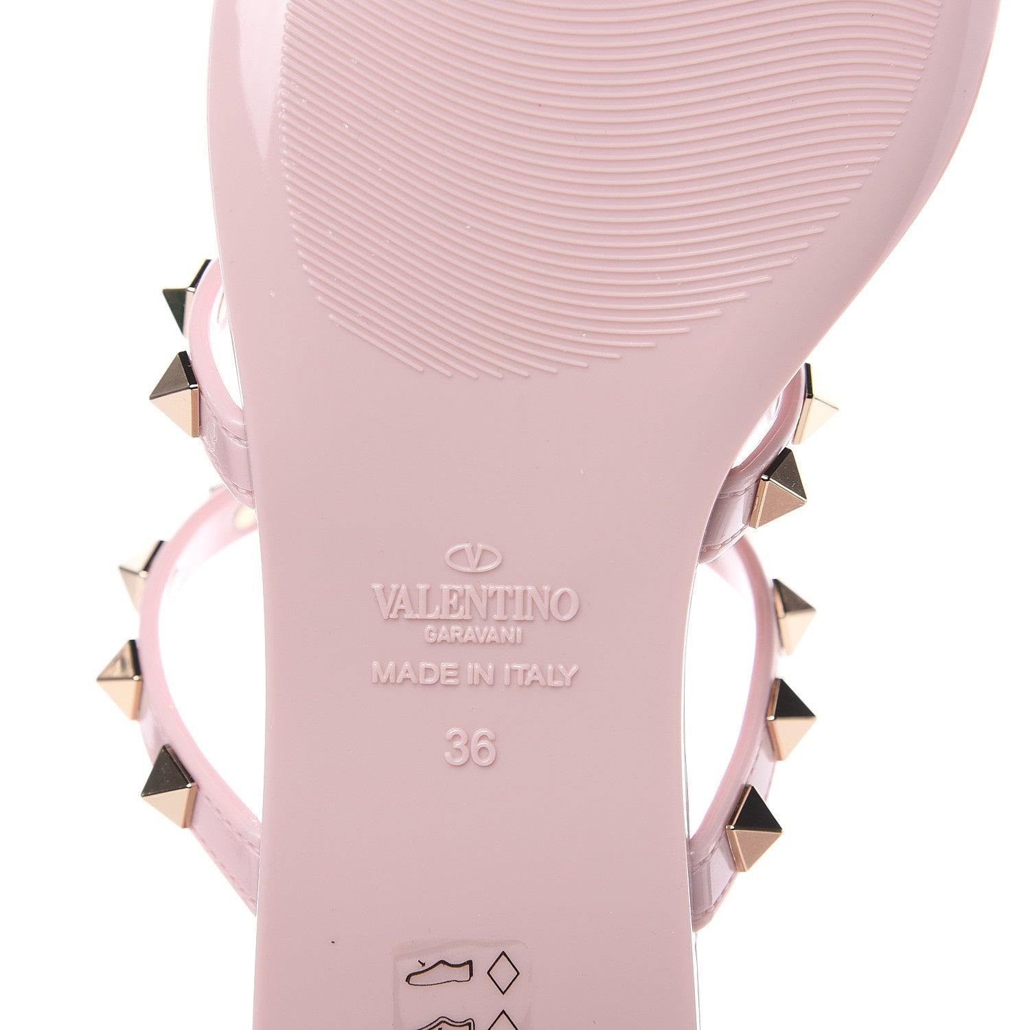 Valentino Garavani PVC Jelly Rockstud Caged Flat Thong Sandals 36 Water Rose 6 of 8