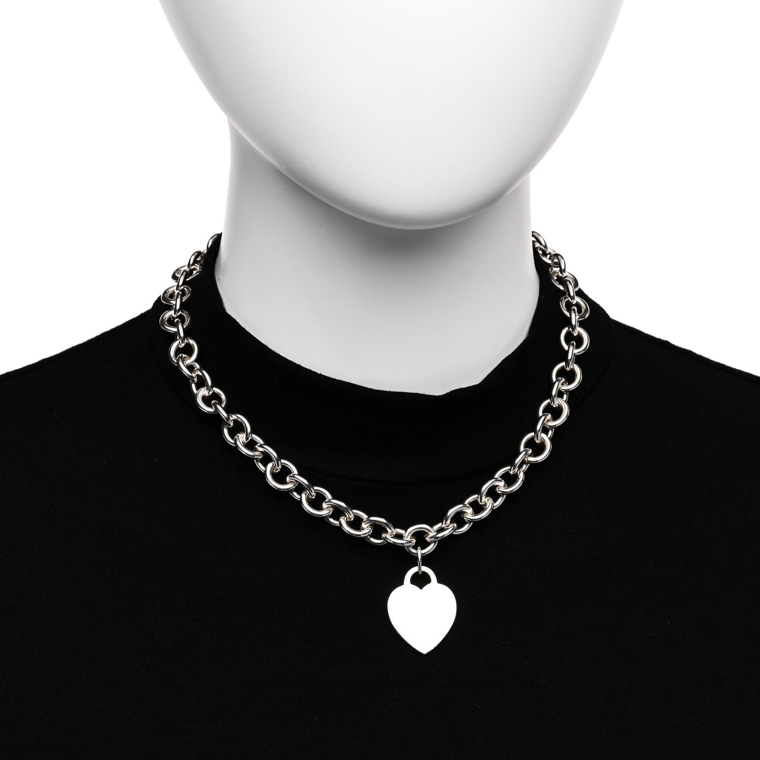Tiffany Sterling Silver Heart Tag Pendant Necklace 2 of 5
