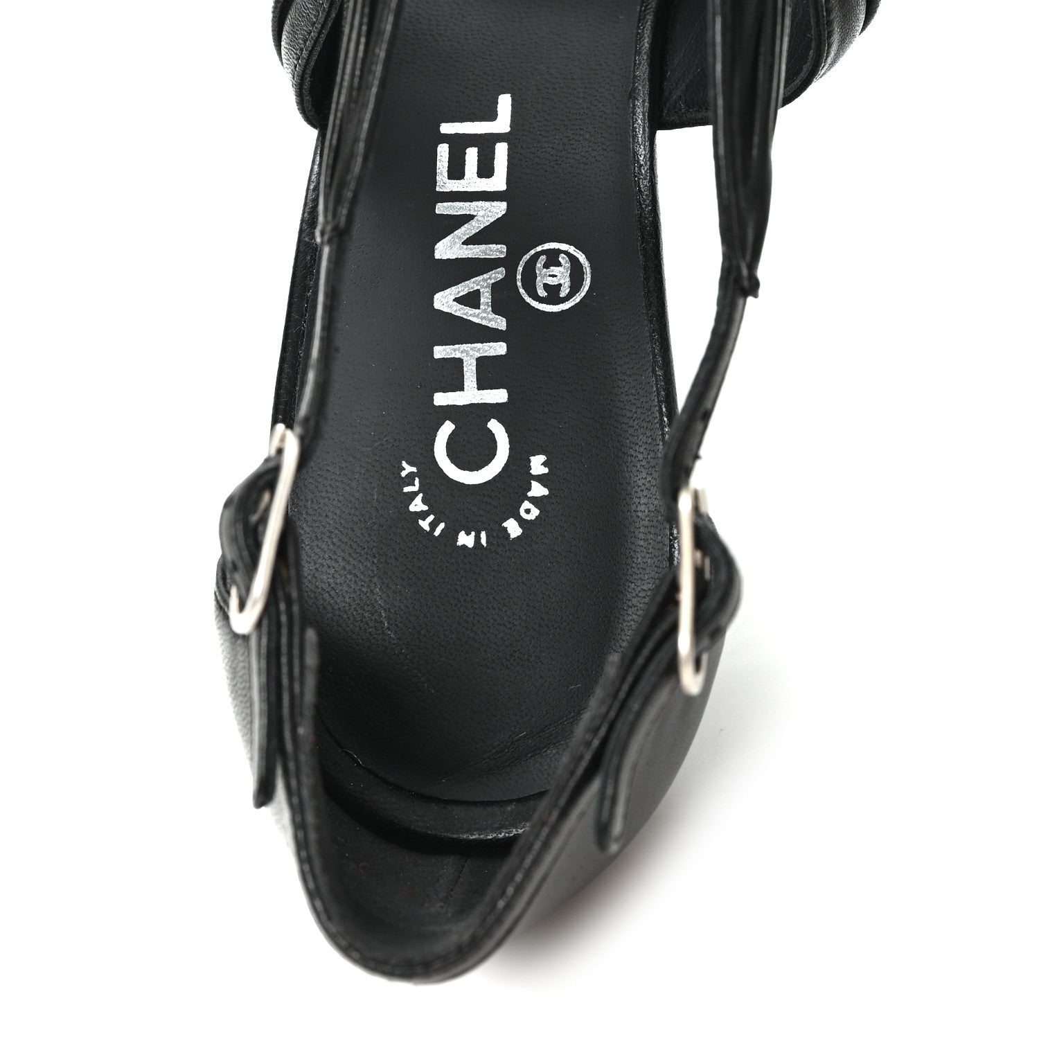 Chanel Calfskin Camellia Sandals 39.5 Black 8 of 10