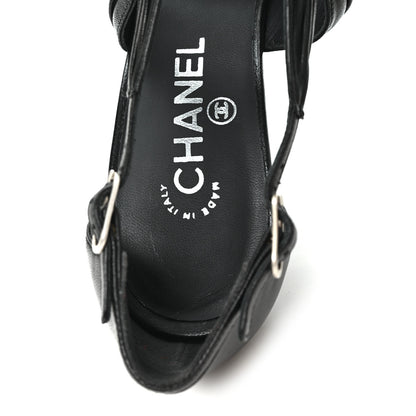 Chanel Calfskin Camellia Sandals 39.5 Black 8 of 10