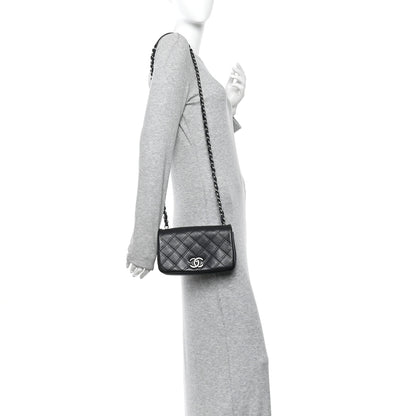 Chanel Calfskin Diamond Embossed New Chic Flap Blue 2 of 11