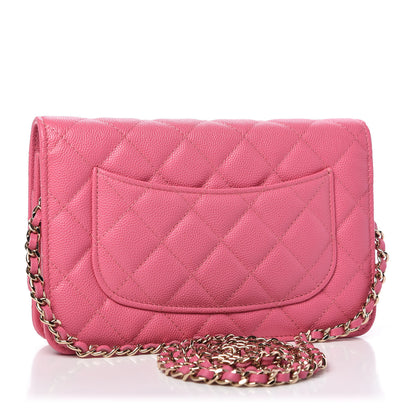 Chanel Caviar Quilted Wallet on Chain WOC Pink 3 of 11
