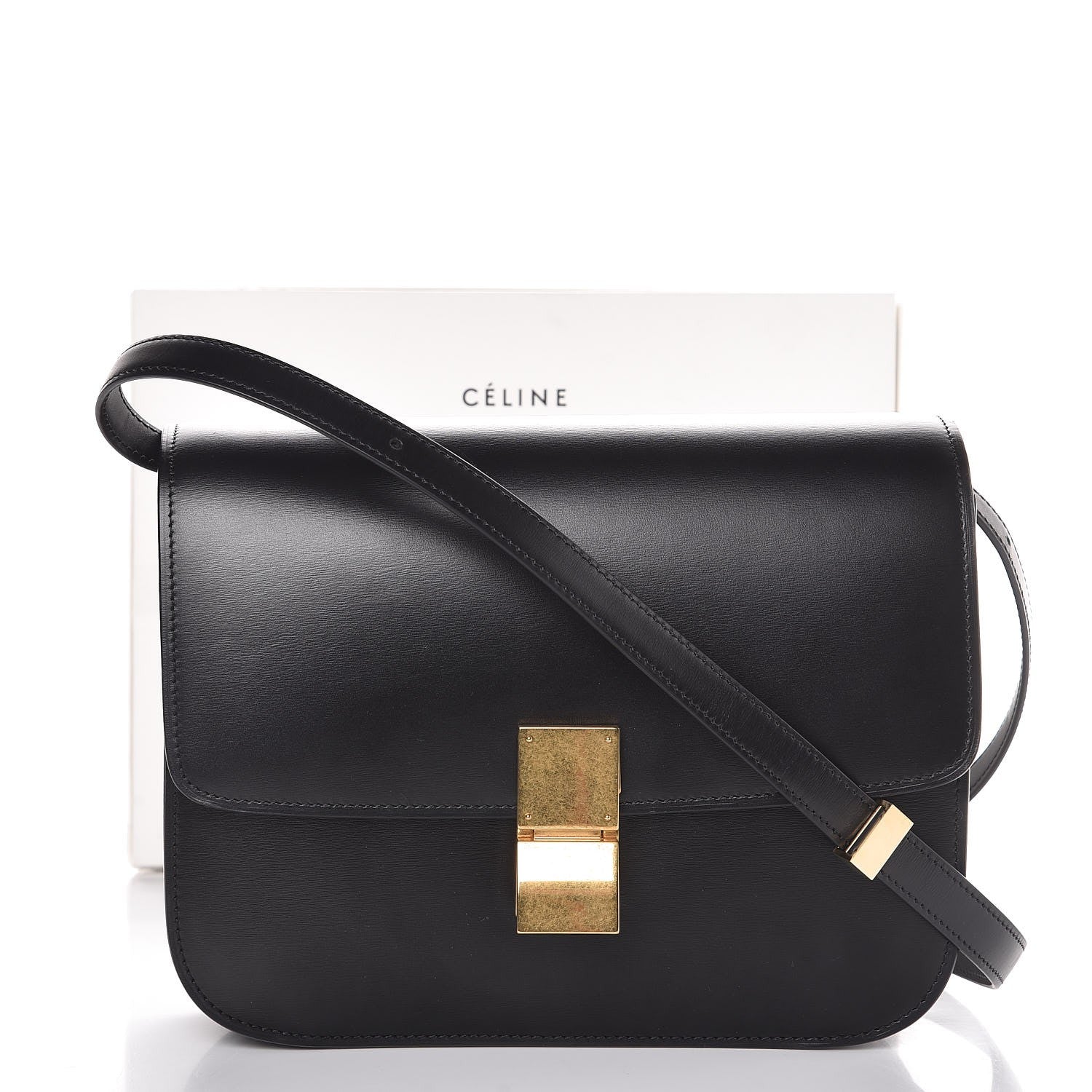 Celine Box Calfskin Medium Classic Box Flap Bag Black 9 of 9