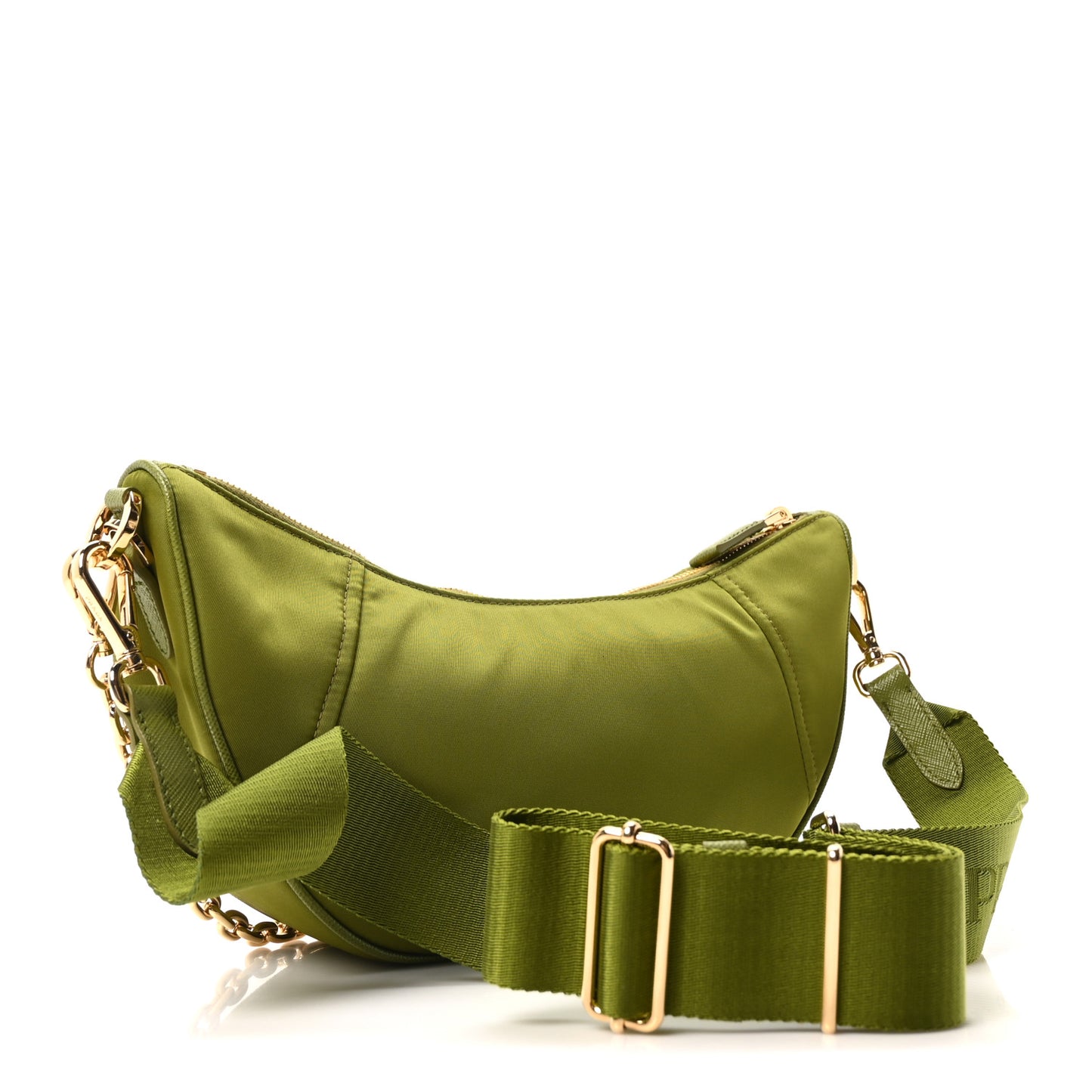 Re-Nylon Saffiano Demi-lune Shoulder Bag Edera
