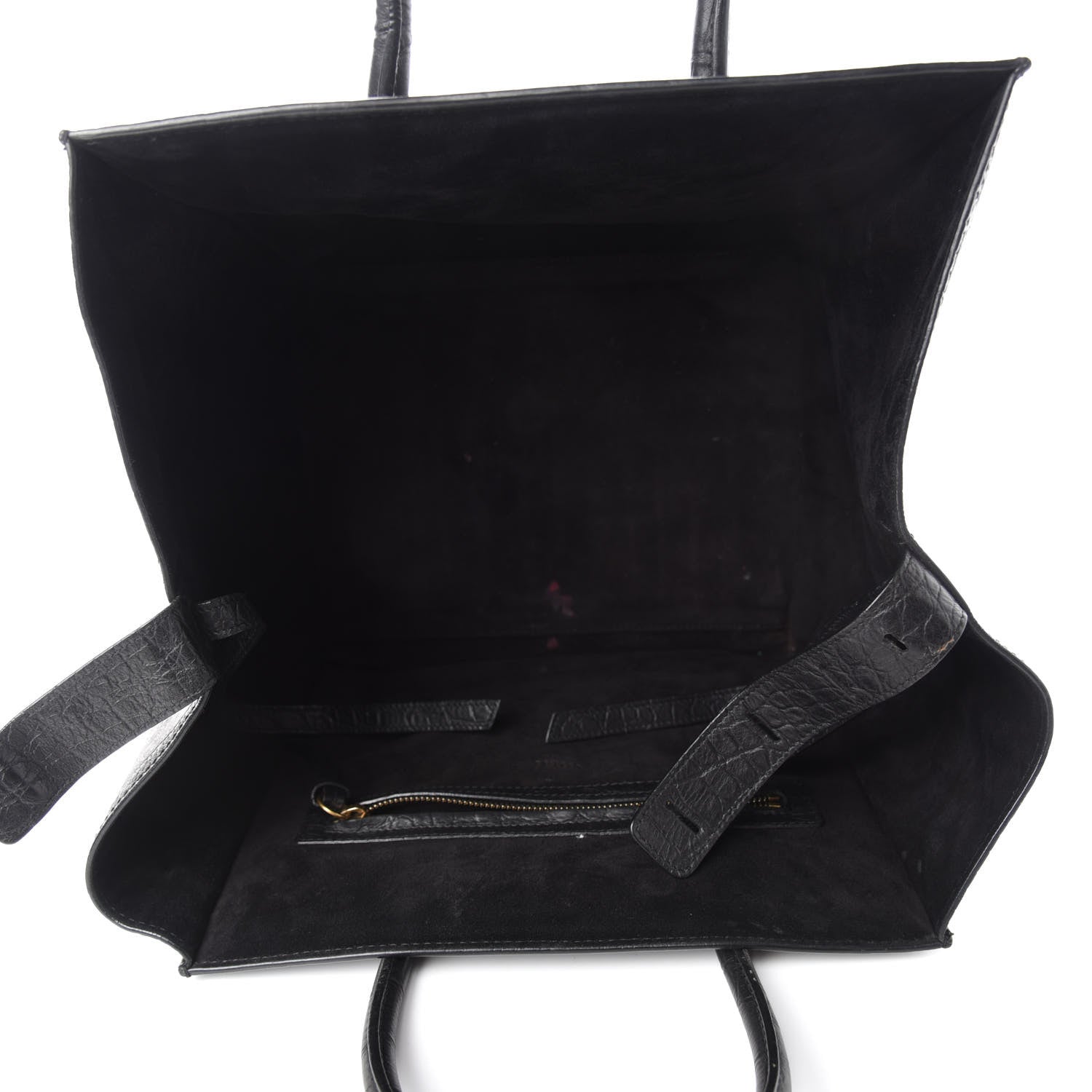 Celine Crocodile Embossed Calfskin Medium Phantom Luggage Black 5 of 15