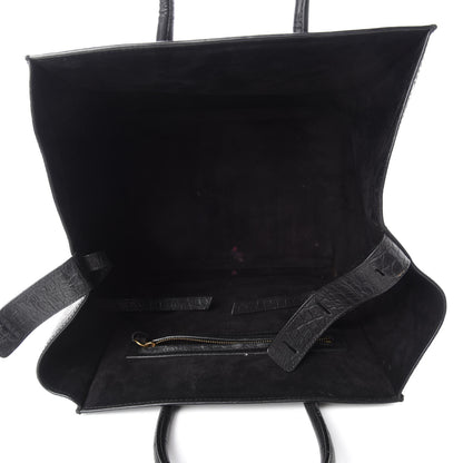 Celine Crocodile Embossed Calfskin Medium Phantom Luggage Black 5 of 15