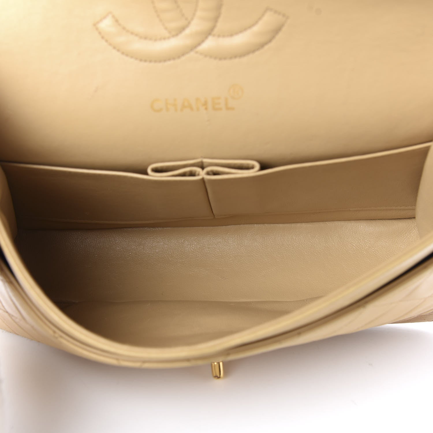 Chanel Lambskin Quilted Medium Double Flap Beige 5 of 15