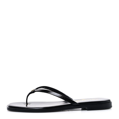 Chanel Goatskin CC Times Square Thong Sandals 39 Black 1 of 11