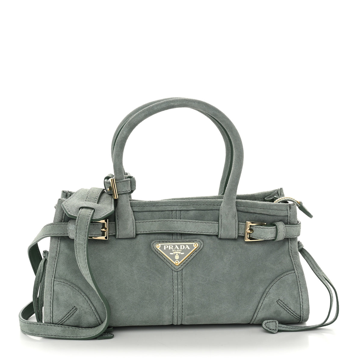 Suede Triangle Mini Bonnie Shoulder Bag Salvia