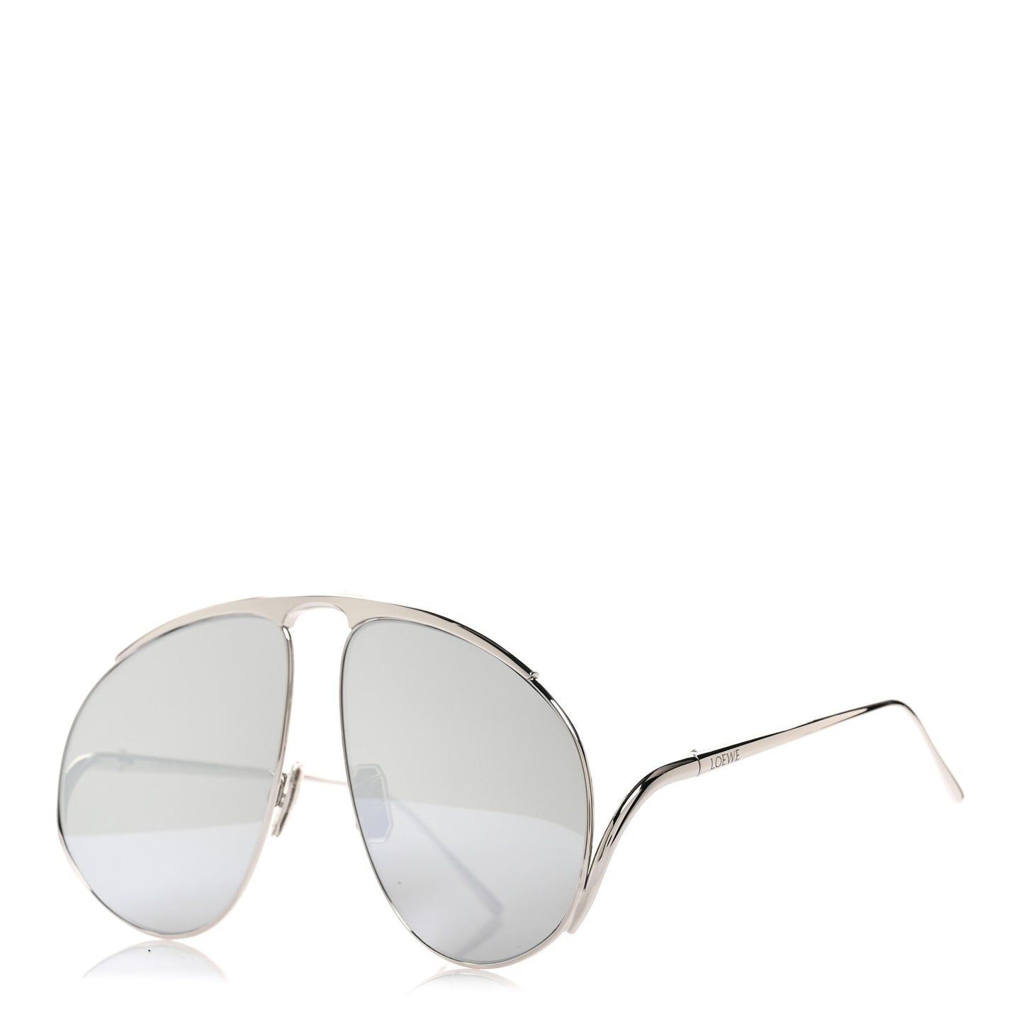 Metal Hillock Aviator Oversized Sunglasses LW40180U Silver