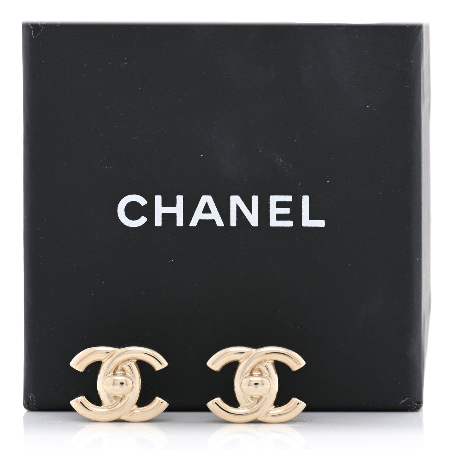 Metal CC Turnlock Earrings Gold