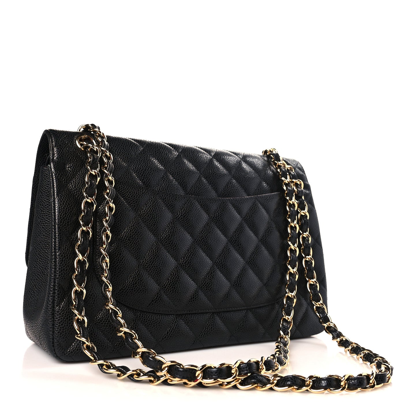 Caviar Quilted Jumbo Double Flap Black