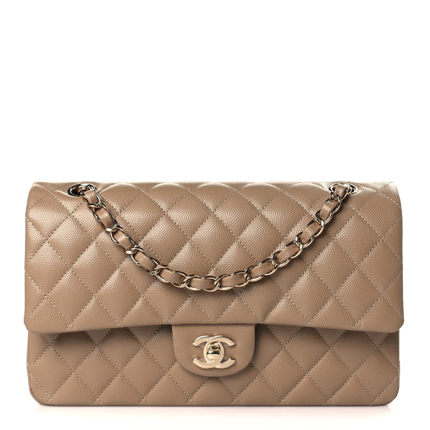 Chanel Caviar Quilted Medium Double Flap Dark Beige 1 of 10