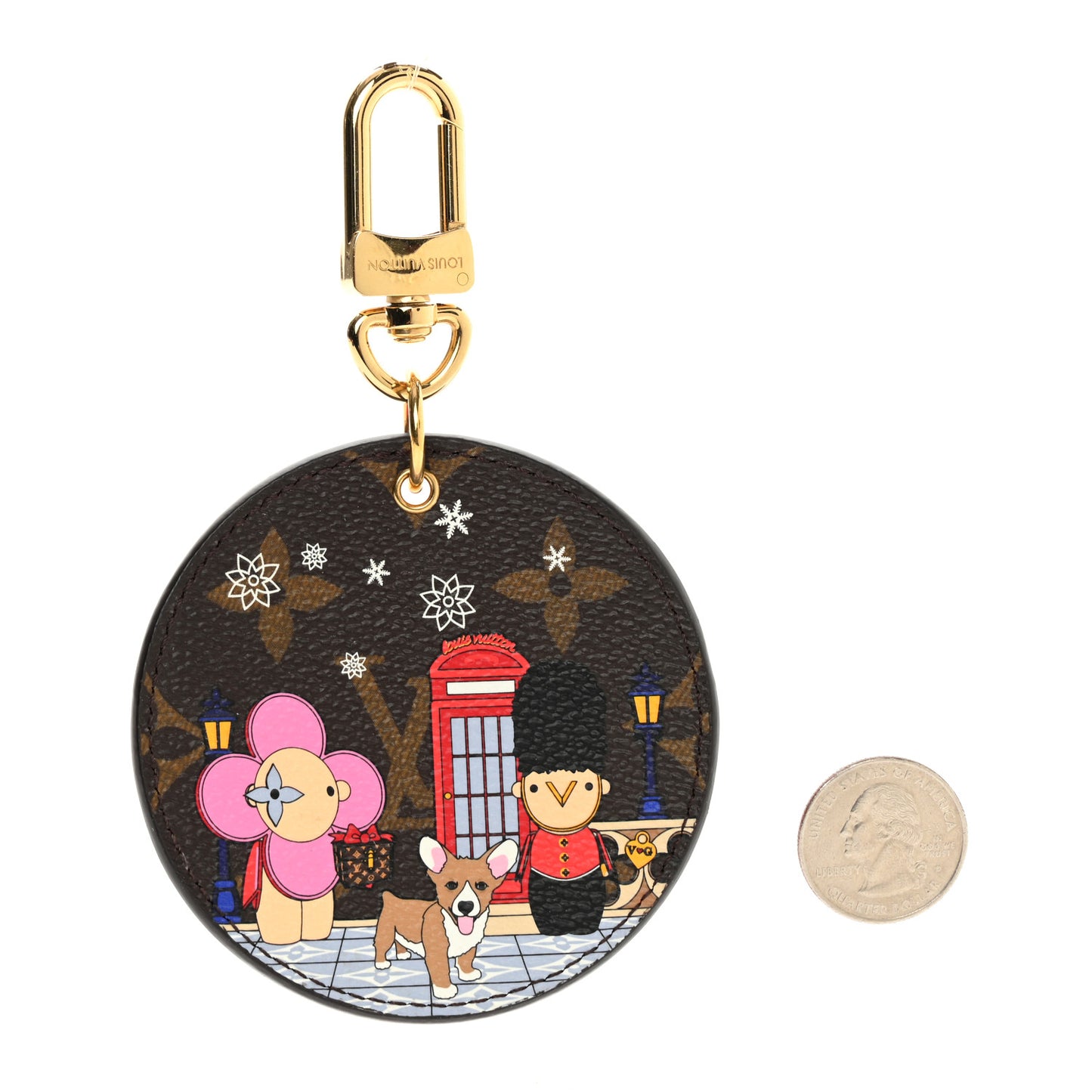 Monogram 2021 Christmas Animation London Bag Charm Key Ring Red