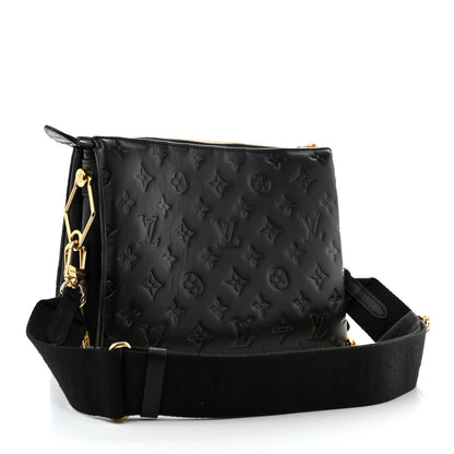 Louis Vuitton Lambskin Embossed Monogram Coussin PM Black 3 of 12
