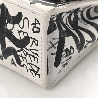 Balenciaga Smooth Calfskin Graffiti Hourglass Top Handle Bag XS White Black 8 of 11