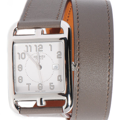 Hermes Stainless Steel Swift 29mm Cape Cod Double Tour Quartz Watch Etoupe 1 of 8