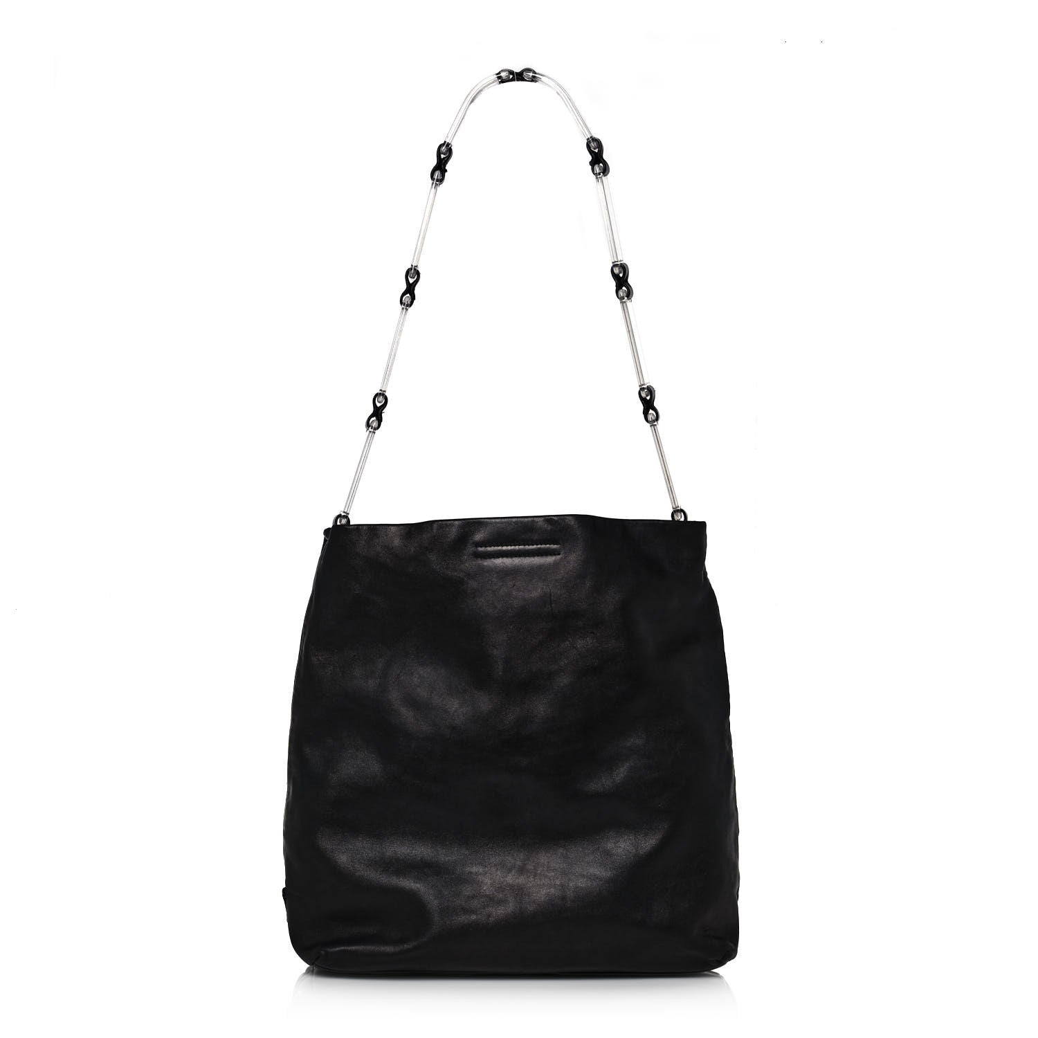 Prada Calfskin PVC Chain Tote Black 1 of 16