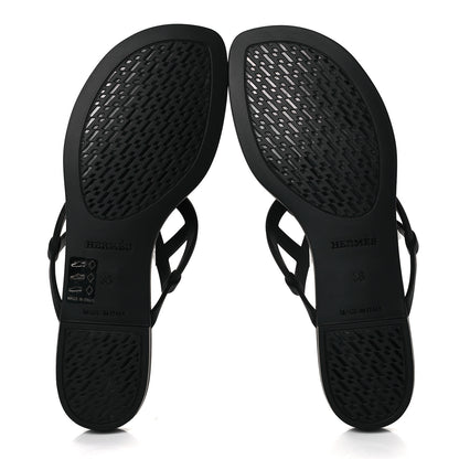 Hermes Rubber Womens Egerie Sandals 36 Black 5 of 10