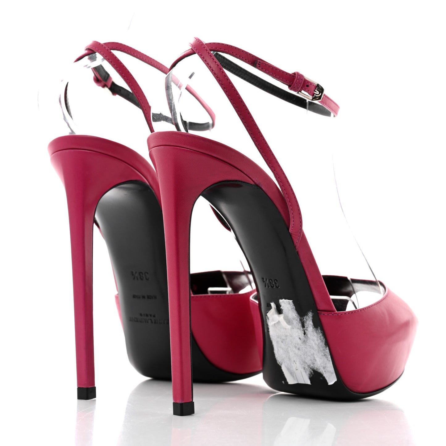 Calfskin Tribute Lips Platform Sandals 38.5 Fuchsia
