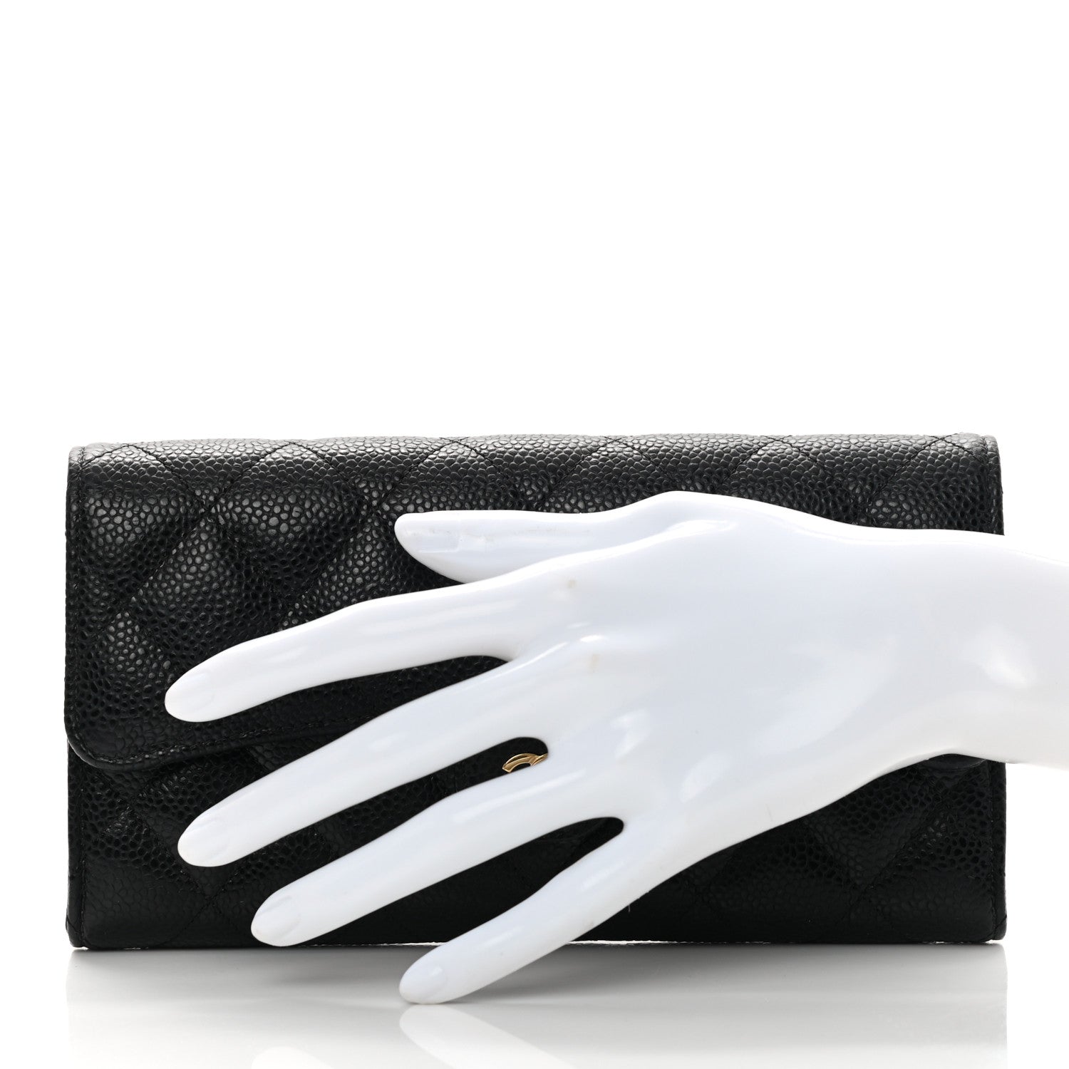 Chanel Caviar Quilted Large Gusset Flap Wallet Black 2 of 11