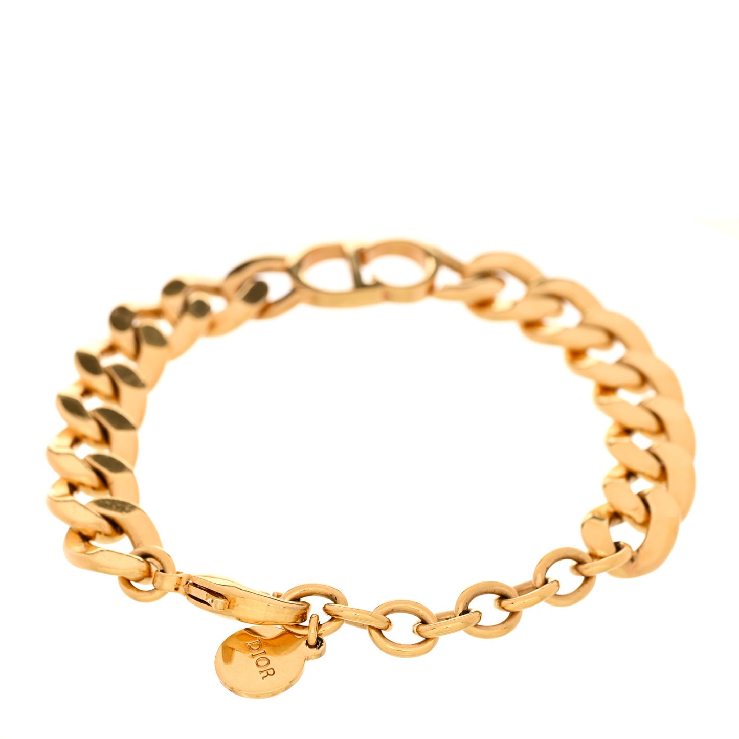 Brass CD Icon Chain Bracelet Gold