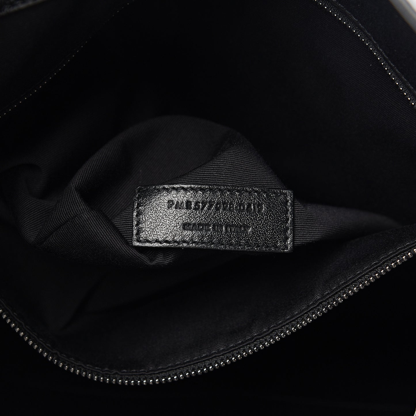 Crinkled Calfskin Matelasse Monogram Niki Shoulder Bag Black