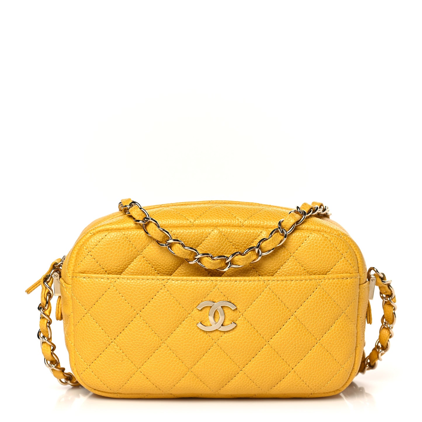 Caviar Quilted Small Timeless Camera Case Yellow