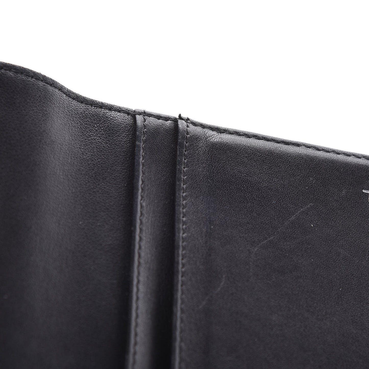 Lambskin Embossed Logo Yen Wallet Black