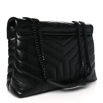 Saint Laurent Calfskin Y Quilted Monogram Monochrome Medium Loulou Chain Satchel Black 3 of 10