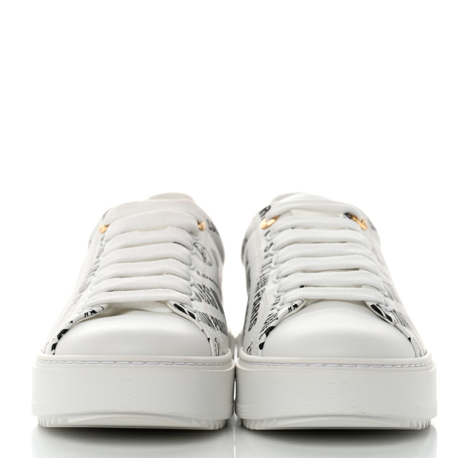 Louis Vuitton Calfskin Printed Time Out Trainer Sneakers 38 White 2 of 8