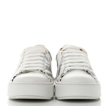 Louis Vuitton Calfskin Printed Time Out Trainer Sneakers 38 White 2 of 8