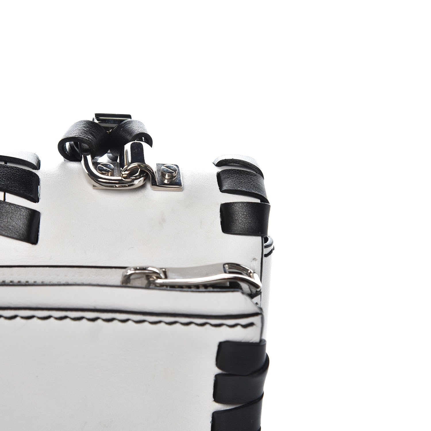 Proenza Schouler Calfskin Hava Whipstitch Shoulder Bag White Black 9 of 10