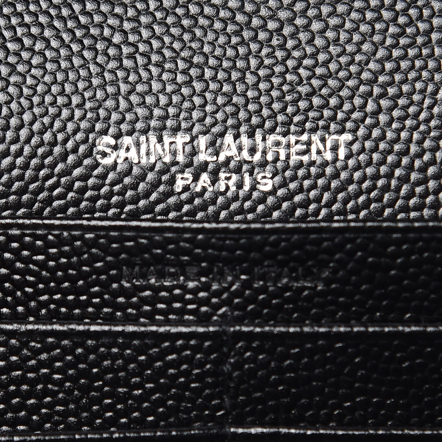 Saint Laurent Grain De Poudre Matelasse Chevron Monogram Chain Wallet Black 6 of 9