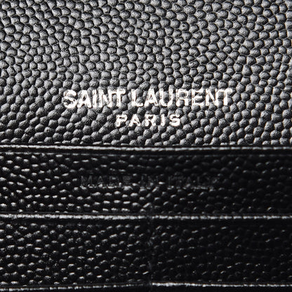 Saint Laurent Grain De Poudre Matelasse Chevron Monogram Chain Wallet Black 6 of 9