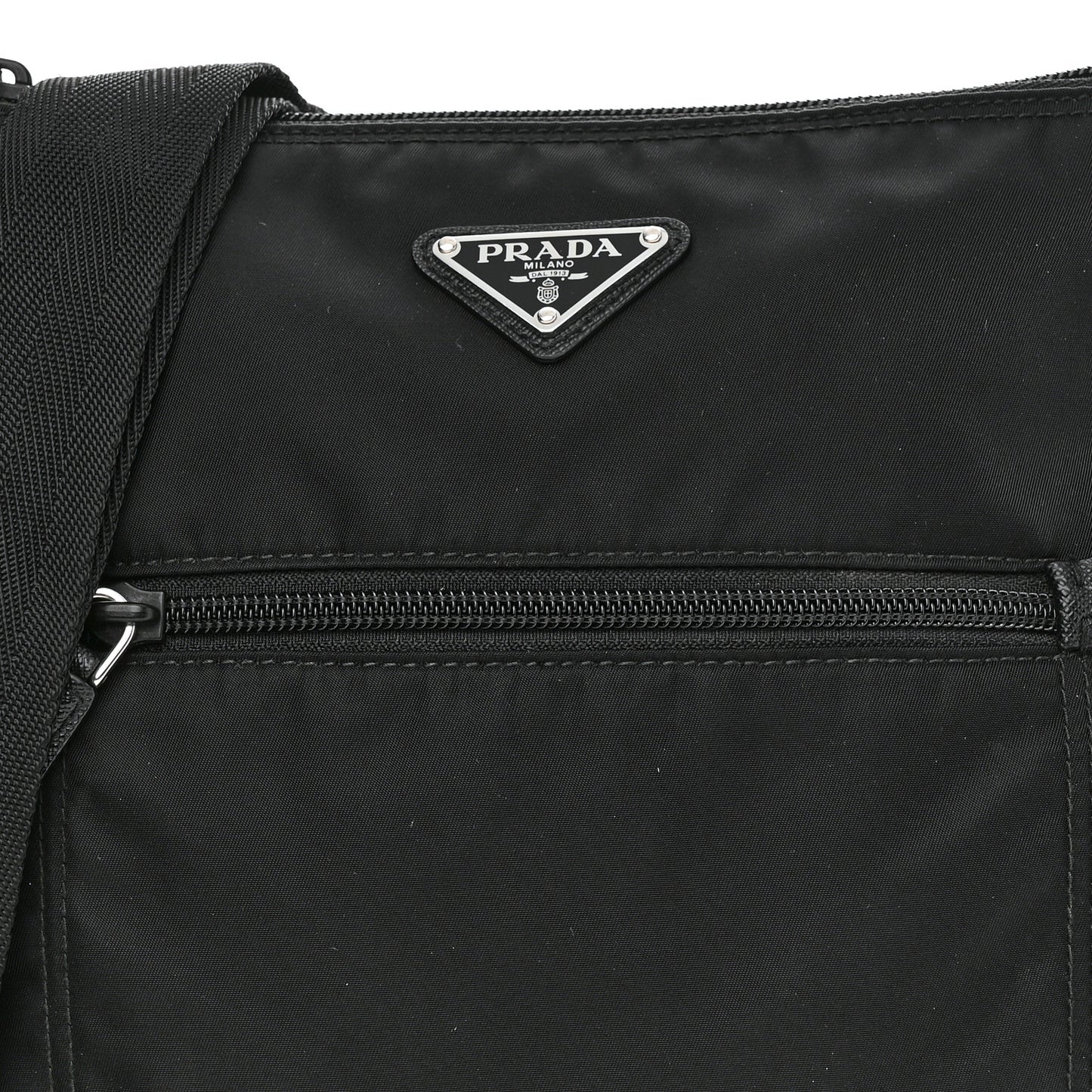 Nylon Saffiano Flat Messenger Bag Black